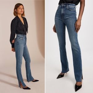Favorite Daughter Valentina High Rise Tower Cigarette Split Jeans Indigo 29